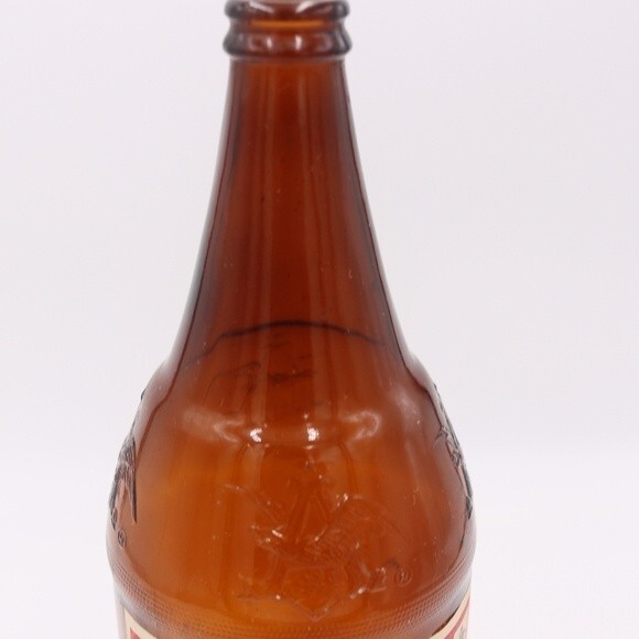 Vintage 1970s Budweiser Empty Collectable Amber Bottle One Quart Bottle Large - Picture 5 of 10
